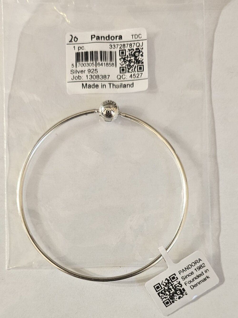 Pandora Silver Polished Round Bangle Bracelet